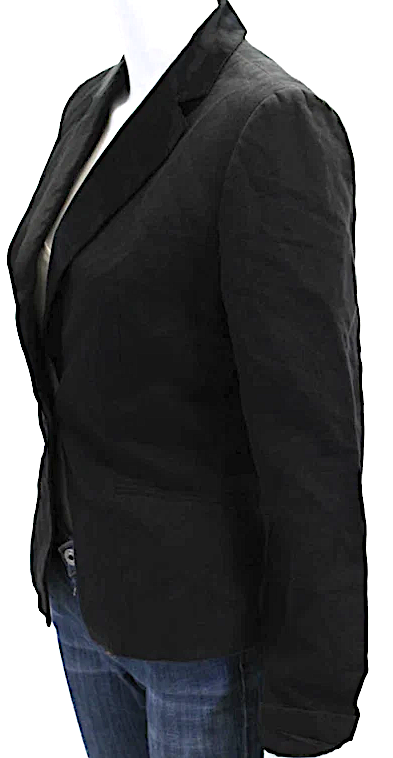 Joseph LONDON. Black Linen Long Sleeve Buttoned Blazer