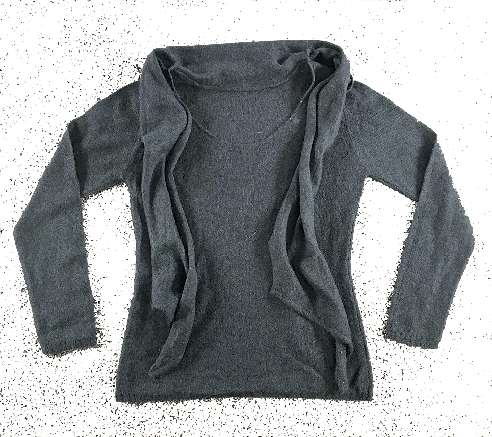 Max Mara Italy Gray Cowl Neck Long Sleeve Sweater w/ Tie Neck Scarf
