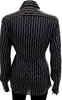 GUCCI ITALY. Black/Grey Silk Horsebit Print Button Down Blouse