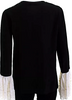 Saint Laurent Paris. Black Crepe Eyelet Bell Sleeve V-Neck Blouse Top