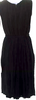 Chloe Paris. Black Sleeveless Round Neck Pleated Shift Midi Tank Dress