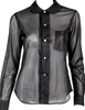 COMME DES GARCONS JAPAN. Black Sheer Jersey Peter Pan Collar Button-Front Blouse