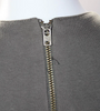 Helmut Lang. Gray Cotton Darted V-Neck Zipped Midi Sheath Dress