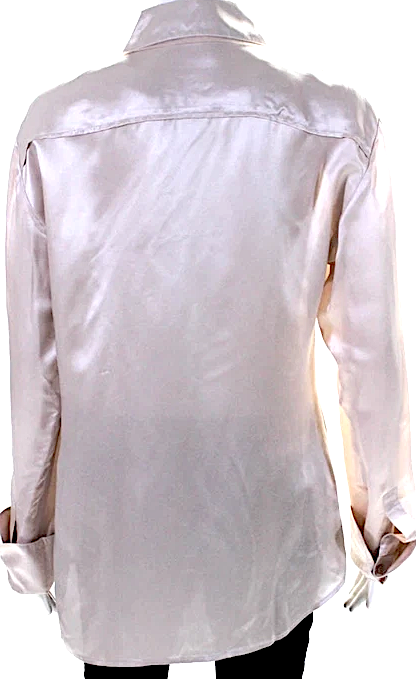 ACNE Studios Sweden. NEW W/TAGS. Beige/Pink Satin Button Front Collared Shirt