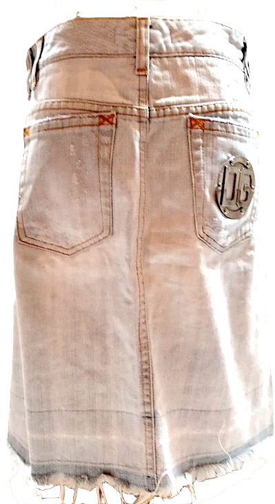 DOLCE&GABBANA ITALY. D&G. Cotton Intentional Distressed Unfinished Hem Skirt