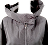 Prada Italy. Black Silk, PolyTech Nylon Hooded Cropped Jacket