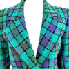 Yves Saint Laurent Paris. Blue Wool, Nylon, Cupro Plaid Jacket