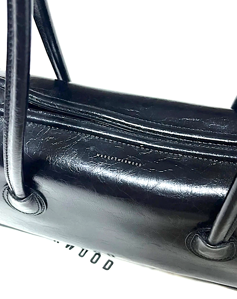 Marge Sherwood SEOUL SOUTH KOREA. Black Leather Semi Distressed Leather Medium Shoulder Bag
