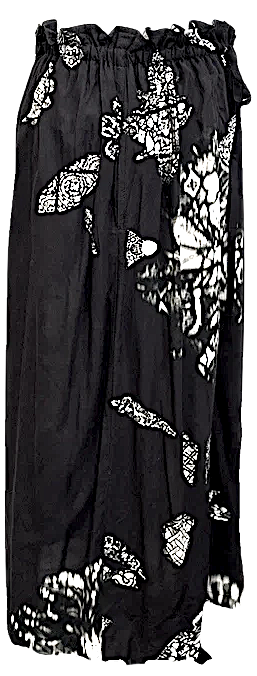 Yohji Yamamoto Japan. Y's. Drawstring Waist, Black, White, Green, Skirt