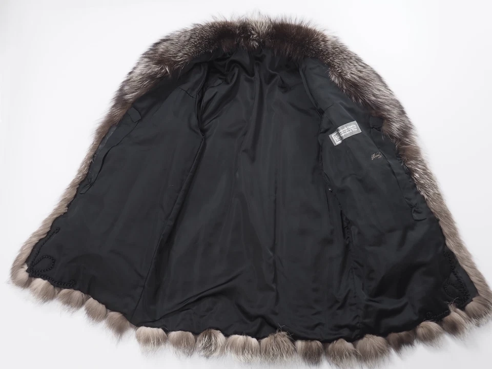 SAGA FOX TUNDORA FURS SOUTH KOREA. Silver Fox Real Fur Long Coat Luxury Vintage
