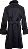 ISSEY MIYAKE JAPAN. EPOCA. Black Nylon Belted Trench Coat