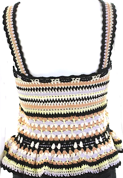 Ulla Johnson Multicolor Cotton Striped Open-Knit Crochet Tank Top