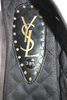 Yves Saint Laurent Paris Gray Black Velvet Bow Detail Slide On Ballet Flats Size 38.5