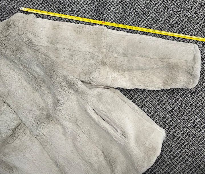Vintage Unbranded Gray Rabbit Fur Jacket Coat Medium Vintage Made in Hong Kong