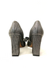 Marni Italy. Metallic Silver Block Heels/Bow Details   SZ 37