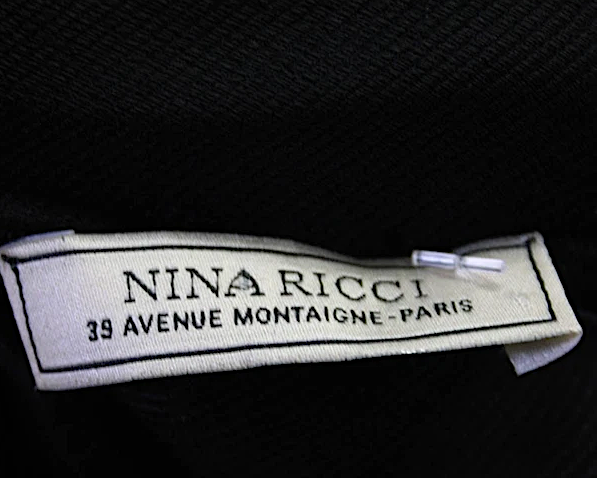 Nina Ricci Paris. Black  V-Neck Sleeveless Drape Detail Shift Dress S