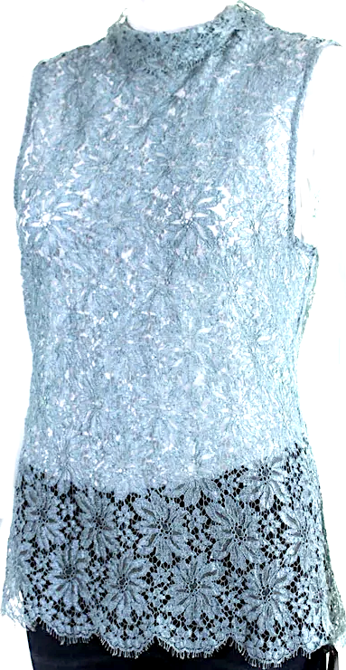 ACNE Studios Sweden. NEW WITH TAGS. Dusty Blue Lace Sleeveless Crew Neck Top