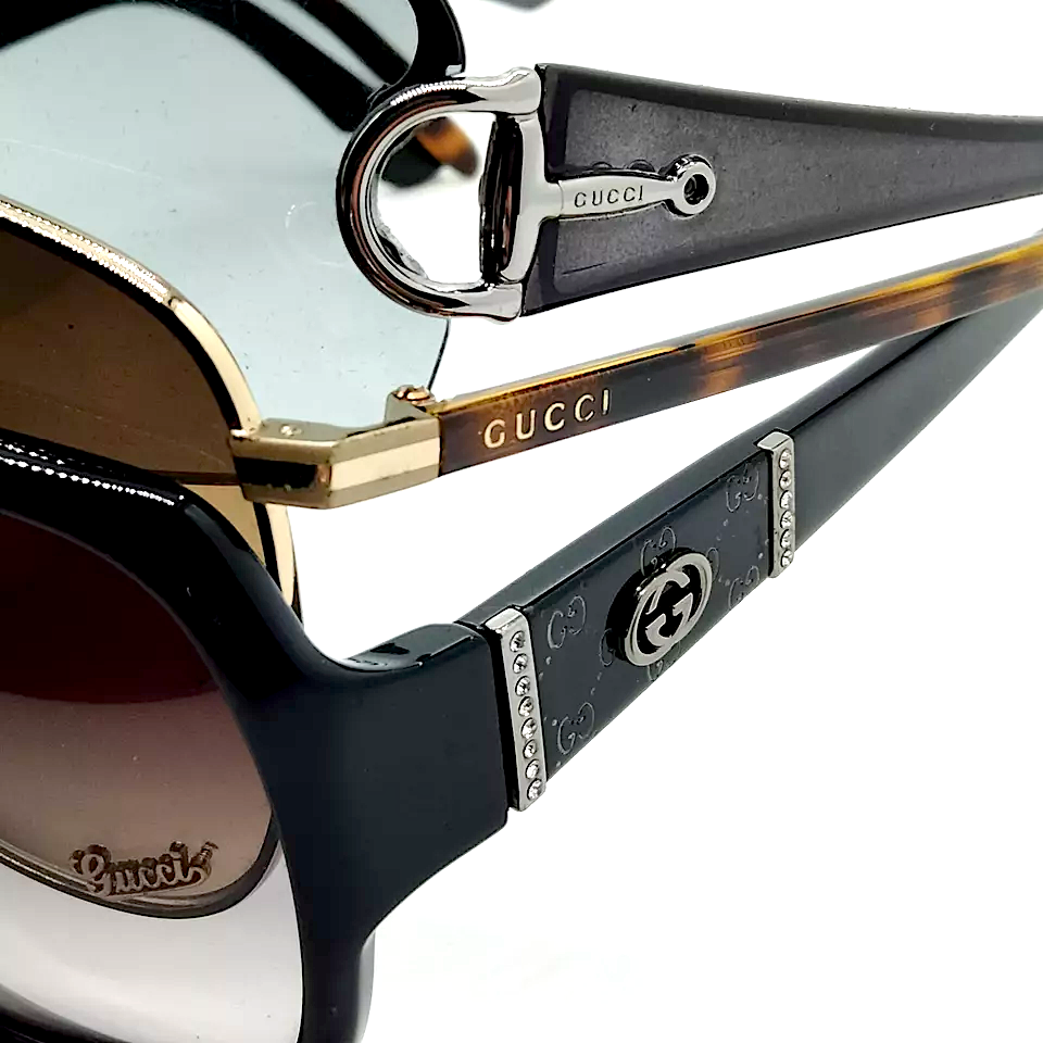 Gucci Italy. Vintage Acetate/Metal Sunglasses Sold Separately in Store Only