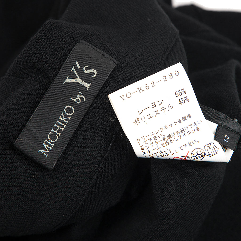 YOHJI YAMAMOTO JAPAN.   MICHIKO by Y's Black Rayon Side Opening Knit Button Top