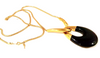 Vintage  Goldplated Signed Crown Trifari Black Lucite Teardrop Pendant Necklace