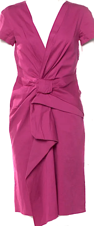 Alberta Ferretti  Italy. Dark Violet V-Neck Knee-Length Sheath Dress