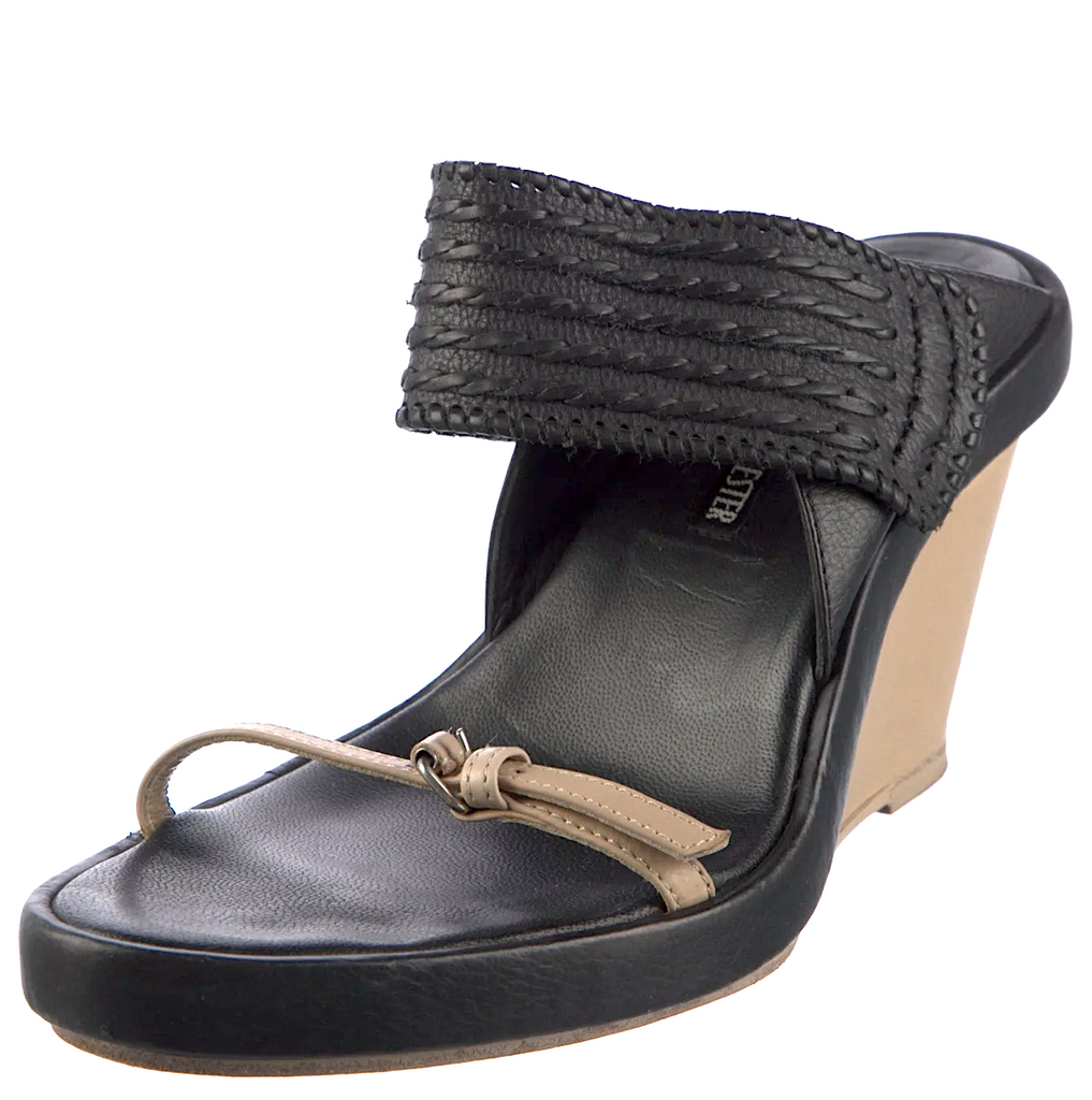 Ann Demeulemeester Belgium. Black Leather Slides  Size: 8.5 | IT 38.5