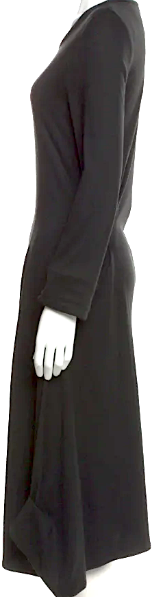 Ann Demeulemeester BELGIUM. Black Crew Neck Midi Length Dress