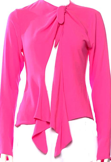 The Attico MILAN. Pink Tie Neck Long Sleeve Top