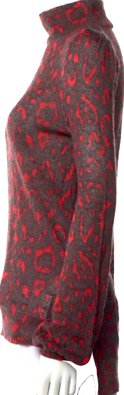Blumarine ITALY. BY ANNA MOLINARI. Mohair/Silk Blend Brown/Red Printed Blouse
