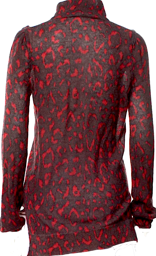 Blumarine ITALY. BY ANNA MOLINARI. Mohair/Silk Blend Brown/Red Printed Blouse
