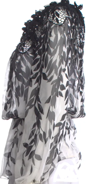 Blumarine Italy. Anna Molinari. Vintage Semi-Sheer  Printed V-Neck Blouse