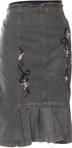 Blumarine Italy. By Anna Molinari.  Vintage Grey Cotton Embellished Knee-Length Skirt