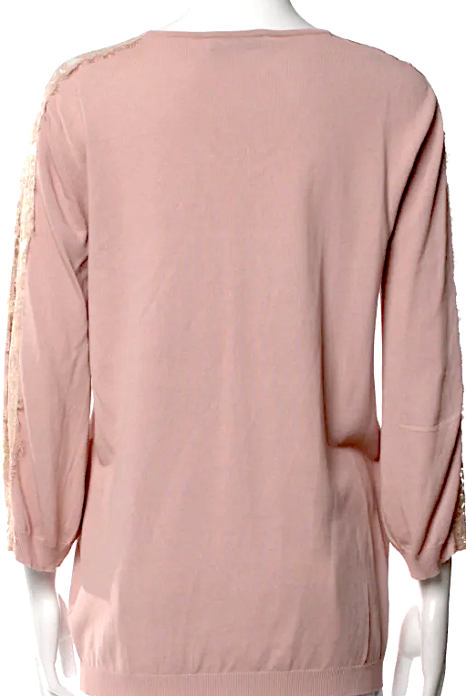 Blumarine Italy. Anna Molinari Designer.. NEW. Cotton Blend Lace Pattern V-Neck Top