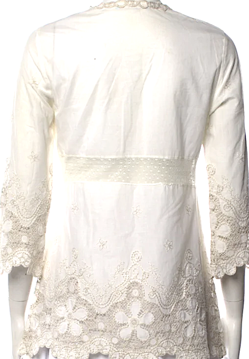 Blumarine Italy. Anna Molinari. Neutrals Three-Quarter Sleeve Blouse