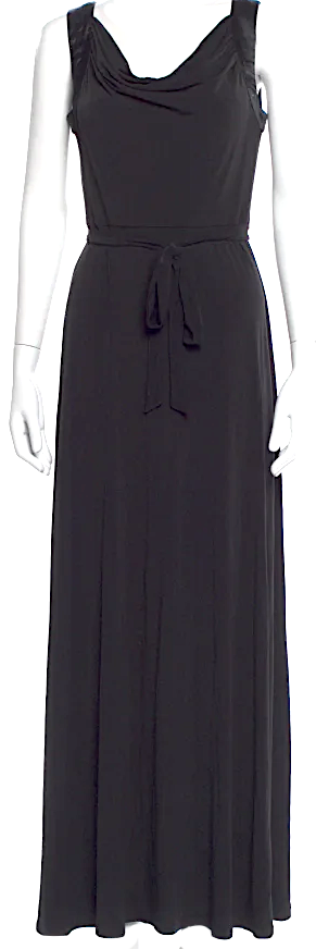 Calvin Klein NY. Black Poly Blend Cowl Neck Long Dress