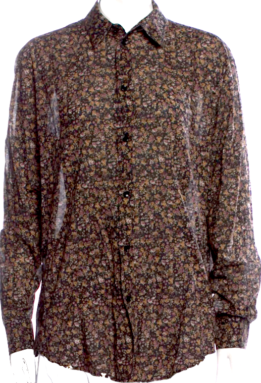 Celine Paris. Designer: Hedi Slimane. Vintage  Printed Long Sleeve Button-Up Top