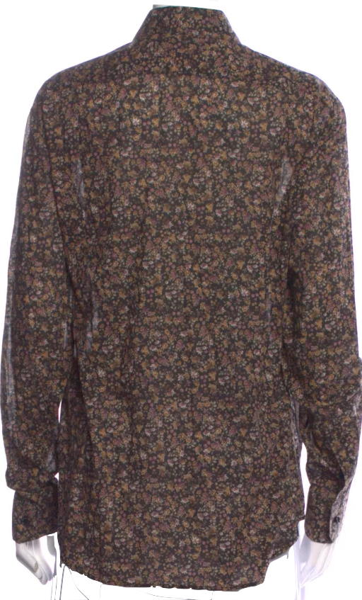 Celine Paris. Designer: Hedi Slimane. Vintage  Printed Long Sleeve Button-Up Top