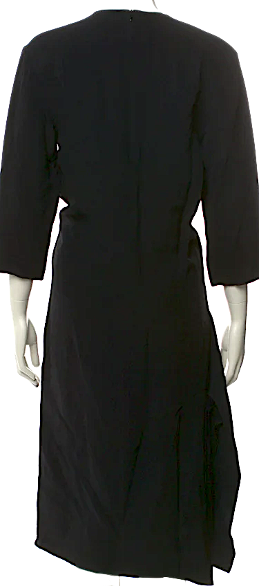 Celine PARIS. PHOEBE PHILO Designer. Black Viscose Crew Neck Midi Length Dress