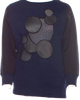 Christopher Kane UK. Colorblock Blue/Black 3/4 Sleeve Top w/Circles Embellishment