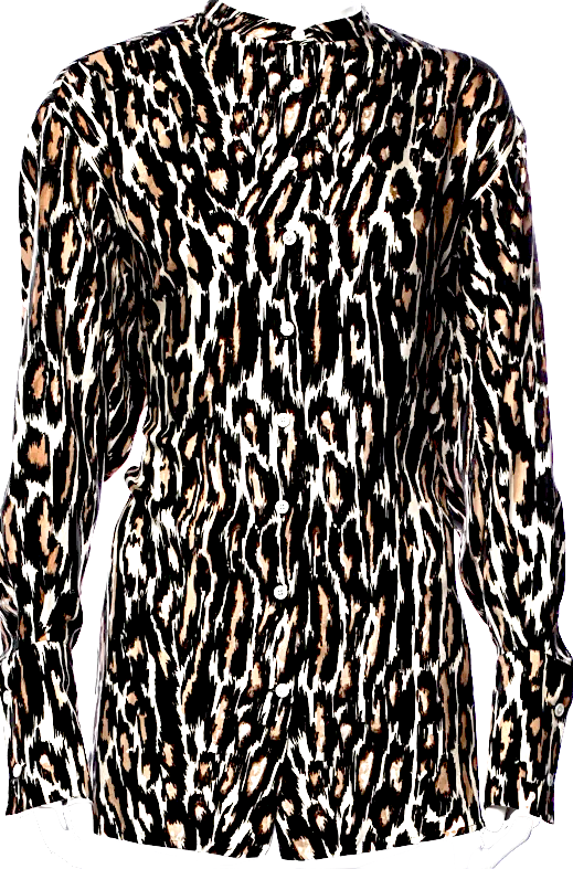 Calvin Klein NY. DESIGNER RAF SIMONS.  205W39NYC  Silk Animal Print Blouse
