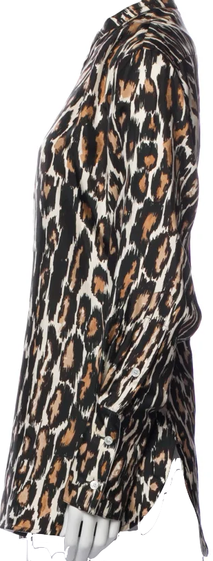 Calvin Klein NY. DESIGNER RAF SIMONS.  205W39NYC  Silk Animal Print Blouse