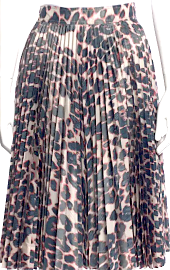 RAF SIMONS FOR Calvin Klein 205W39NYC. Neutrals Pleated Animal Print Midi Length Skirt