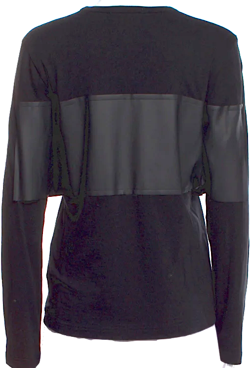 Comme des Garçons Japan. Black Cotton Blend Crew Neck Long Sleeve Top