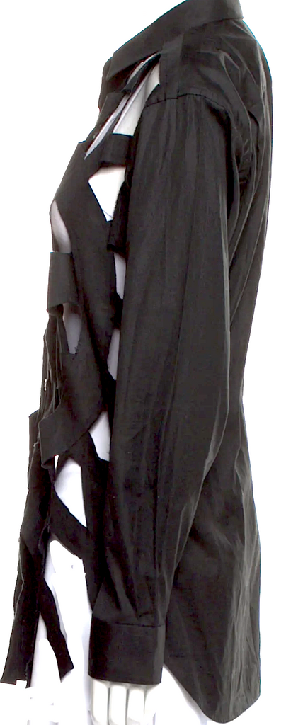 Comme des Garçons Japan. SHIRT.  Black/Grey Printed Long Sleeve Button-Up Top