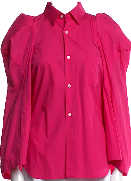 Comme des Garçons Japan. Pink Cotton Long Sleeve Button-Up Top
