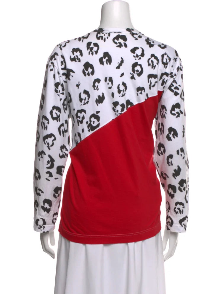 Comme des Garçons  Japan. White Animal Print Crew Neck Top
