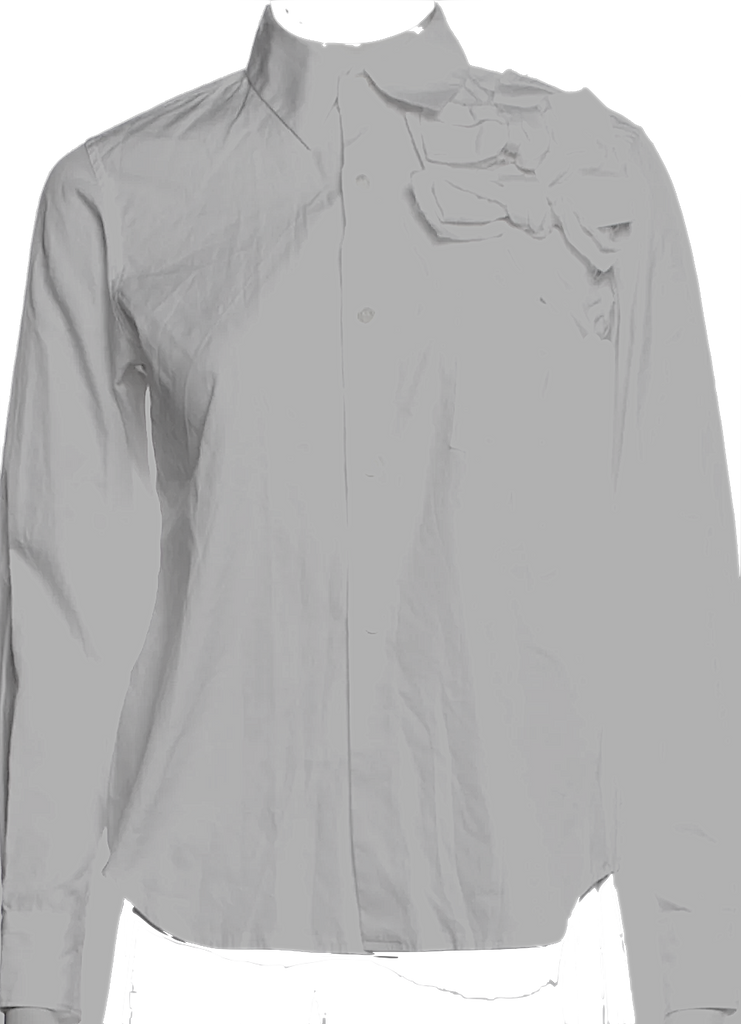 Comme des Garçons Japan. White  Long Sleeve Button-Up Top w/Embellishment