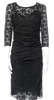 Dolce & Gabbana Italy. Black 3/4 Sleeve Lace Pattern Ruched Dress