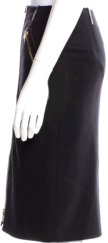 Gucci Italy. Vintage 2000 Collection by Tom Ford. Black Wool/Cashmere Blend w/Zipper Pocket Embellishments Skirt