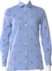 Gucci ITALY.  2017 Collection ALLESANDRO MICHELE. Blue Viscose/Cotton Striped Blouse